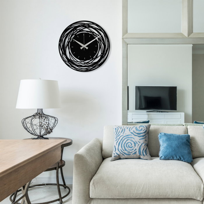Wallity Enzoclock - S022 Reloj de pared decorativo de metal negro